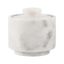 MARBLOUS KRAFTS Stylish Marble Sugar Dispenser 3.5 oz Salt Cellar, Salt Container and Marble décor 3" X 3" Kitchen décor and Salt Pepper Bowls Salt Dispenser (White)