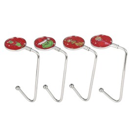 Christmas Stocking Hangers for Mantel Set of 4, Non-Slip Christmas Stocking Holders for Fireplace, Lightweight Metal Stocking Hangers for Mantle,Stocking Hooks for Christmas Decoration (Red Style)