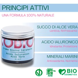 IOBIO Day Moisturising Face Cream Organic Vegan 50ml - Hyaluronic Acid, Aloe Vera and Collagen - Anti-Wrinkle Cream for Men and Women - Perfect for Dark Circles and Sensitive Skin