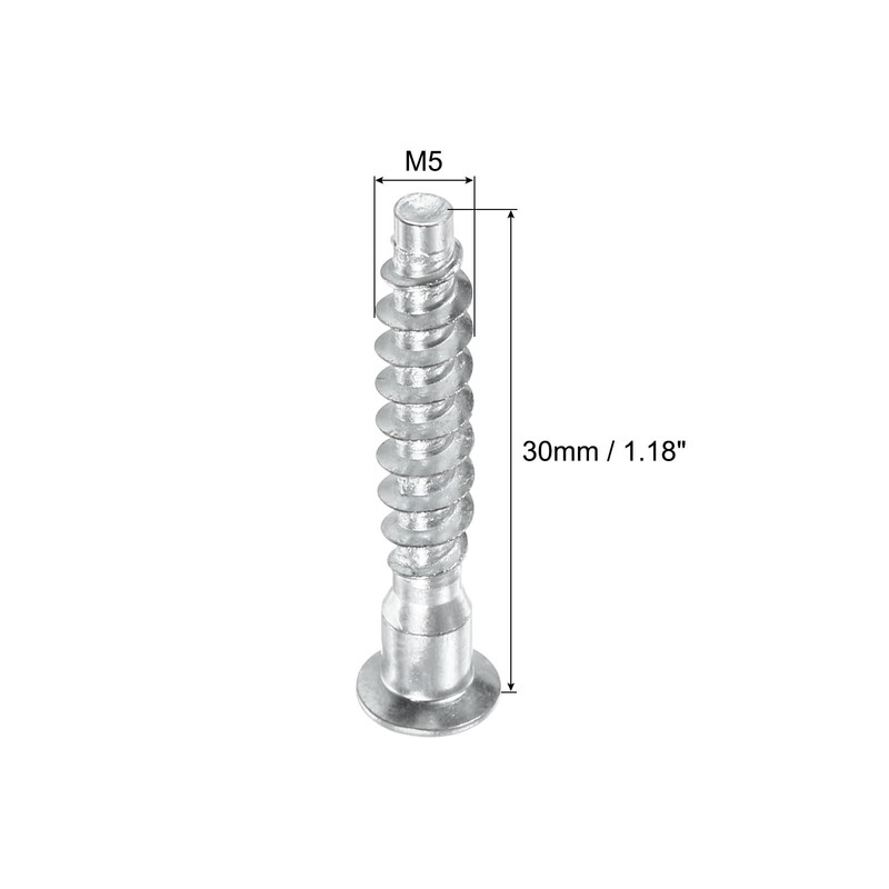 sourcing map 20Pcs M5x30mm Hex Socket Countersunk Head Self Tapping