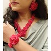 Efulgenz Floral Jewelry Set Indian Haldi Jewellery Set Red Flower