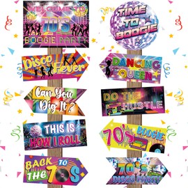 20 Pcs 70s Party Signs Decoration Back to the 70s Sign for Disco Party Photo Booth Props of Retro Party Boogie Party Decorations for Indoor Neon Party Supplies