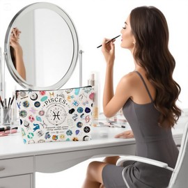 XYZONE Pisces Gifts for Women, Pisces Zodiac Cosmetics Bag, Travel Makeup Bags, Pisces Birthday Gifts for Women & Astrology Lovers