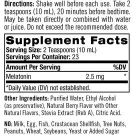 Natrol Melatonina Liquida 2.5 Mg Absorción Inmediata 237 ml Sabor Berry Ayuda a Aliviar el Insomnio Ocasional