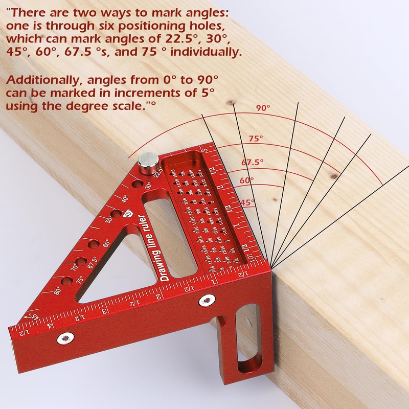 Aiwons 3D Multi-Angle Measuring Ruler -Precision Woodworking 3D Square Protractor