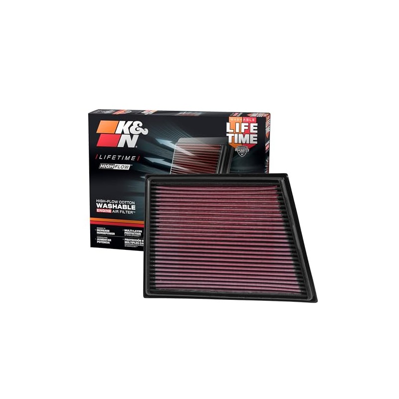 K&N Filtro de Aire de Repuesto 33-3025, Rojo