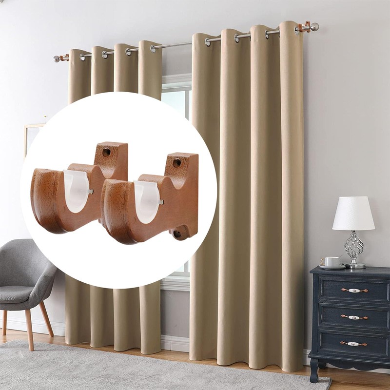 Nicerity 2Pcs Wooden Curtain Rod Brackets Drapery Rod, Support Bracket