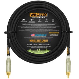 25 Foot - WBC-PRO-Quad Ultra-Silent, Ultra-Flexible, Star-Quad Center-Channel, Subwoofer Cable with Amphenol ACPR-SWH Die-Cast, Gold Plated RCA Connectors & Black Tweed Jacket – Directional Design