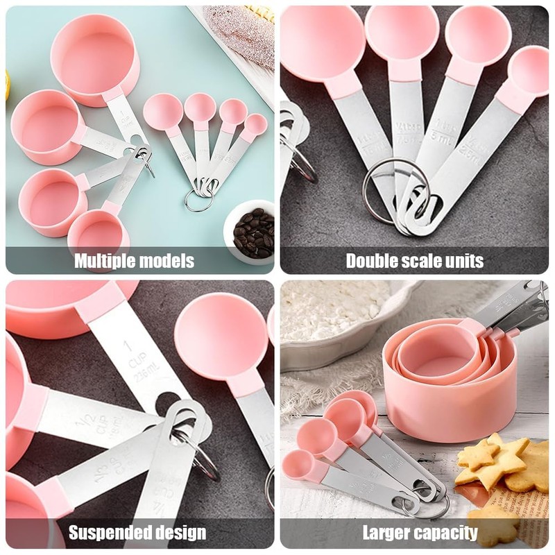 Measuring Cup and Spoons Set,8 PCS Stackable Cups and Spoons,