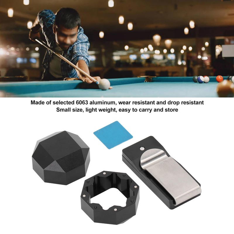 Aluminum Cue Chalk Holder Clip Octagon 2 Layers Silent Billiard