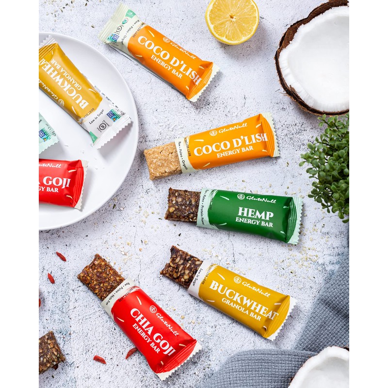 Glutenull Bakery Individually Wrapped Gluten-Free Breakfast Energy Bar, Buckwheat Granola,