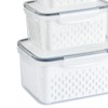 3pcs Drain Storage Basket Box Transparent Leakproof Food Storage Containers