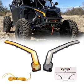 Chelhead Can Am X3 LED Signature Lights with Amber Turning Lights, Waterproof Front Accent Fang Lights Assembly for Can-Am Maverick X3, Maverick Sport, Maverick Trail