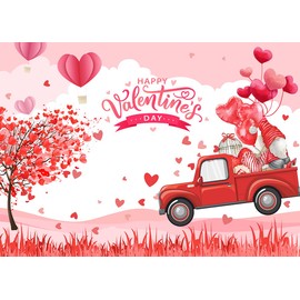 LYCGS 7X5ft Valentine's Day Backdrop Valentine's Day Photography Background Valentine's Day Party Backdrop Love Heart Truck Valentine's Day Decoration Banner X-192