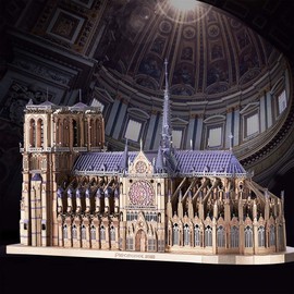 Piececool 3D Puzzle Metal Notre Dame de Paris, Buildings Craft Model Kits for Adults to Build, 3D Puzzles Adult Teens for 304 Stainless Steel, Ideal as Gifts, Home Decoration, 382 Pieces (with Tool)
