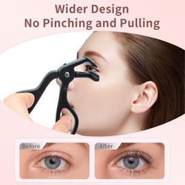 Eyelash Curlers - Plastic Eyelash Curler with Silicone Refill Pads Premium Cute Lash Curler for No Pinching or Pulling Eye Lash Curler Small Makeup Tool for Women & Girls - Black