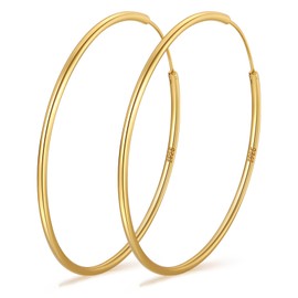 PABBEU Hoop Earrings 925 Silver for Women Thin Hoop Earrings Silver Lightweight Hoop Earrings Silver Large Hypoallergenic Silver Hoop Earrings Women Girls 30/40/50/60 mm, Silver, No Gemstone