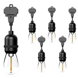 GOODSMANN Outdoor Low Voltage String Lights 12V AC 6PK LED 2W Bulbs 135 Lumens Hanging Landscape Lighting 2800K with Wire Connectors for Wedding Gatherings, Patio Lights, Connectable Backyard Lights
