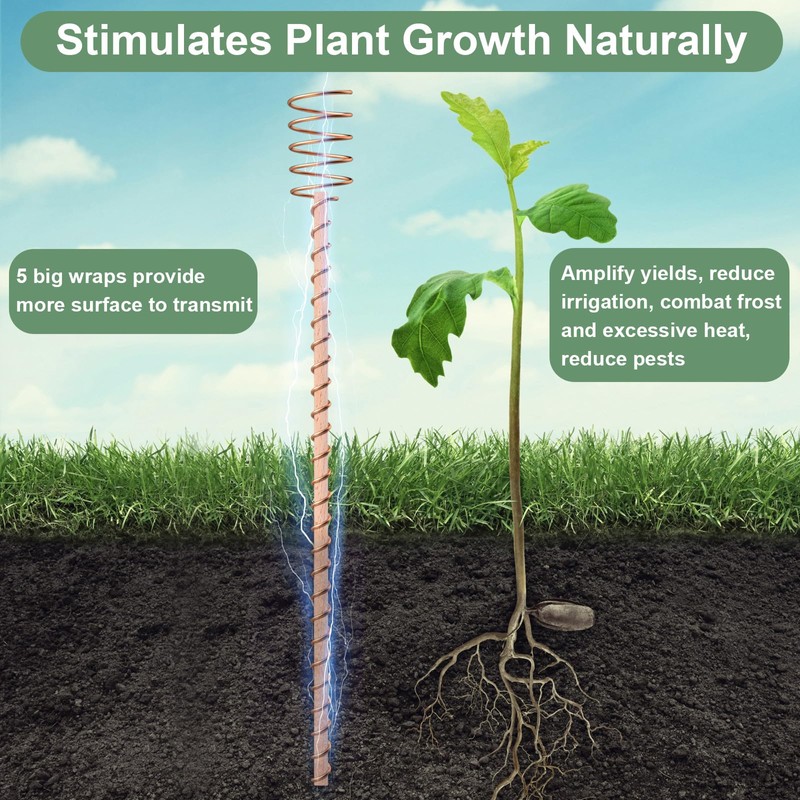 10 Pack 13.5" Electroculture Plant Stakes, Long Copper Garden Stakes,