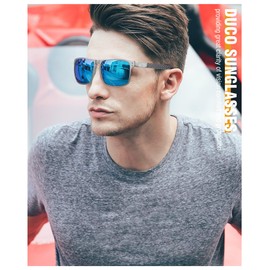 DUCO Sunglasses Men Retro Square Polarized UV Protection Carbon Fiber Sun Glasses for Fishing DC8208