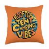 Rooftop Tent Camping Vibes | Handdrawn Style Adventure Throw Pillow