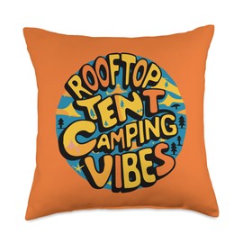 Rooftop Tent Camping Vibes | Handdrawn Style Adventure Throw Pillow