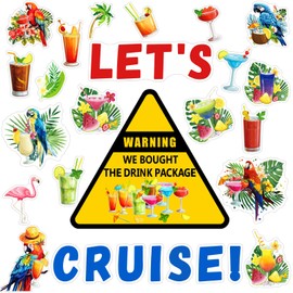 Leumoi 27 Pcs Tropical Drinks Cruise Door Magnets Decorations Funny Cruise Ship Door Magnets Magnetic Reusable Cruise Magnet for Summer Cabin Door Ship Carnival Refrigerator Office Car Accessories