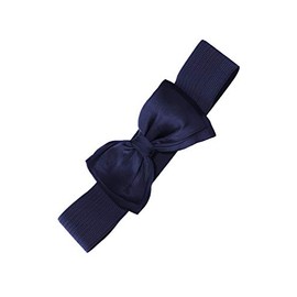Banned 1950's Elasticated Bow Rockabilly Belt - Navy Blue (Small - UK 8-14)