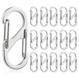 KIRZAX 16 Small Carabiner Hooks, S Mini Carabiner, Small Mini Carabiner, Small Black Carabiner for Outdoor Camping, Home, Hiking