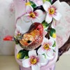 Minigift Ceramic Pitcher with Handle, 3D Hand-Painted Red Bird and