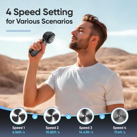 AddAcc Portable Handheld Turbo Fan, 5000mAh Battery Operated, Max 26 Hrs Run, 132000 RPM High Power Motor, 3 IN 1 Rechargeable Fan with Belt Clip for Travel, Working, Outdoor, Indoor, Gift for Men