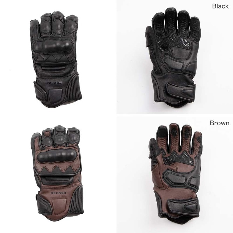 DEGNER Leather Gloves with Protector for Motorcycles TG-94 (Brown, L)