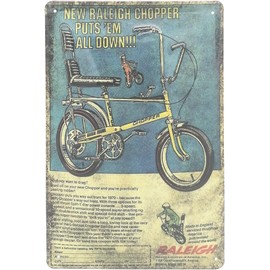 Retro Oldtimer Bicycle Tin Sign Suitable for Raleigh Chopper Bonanza Fans - Vintage Advertising Sign, Garages, Workshop Decorative Sign, Embossed, 30 x 20 cm