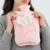 Character fur cold protection winter thermal pocket compress pack water bag thermal pack Rabbit Gray 2000ml