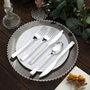24 Silver Metallic 7 in Disposable Plastic Cutlery Hammered Design