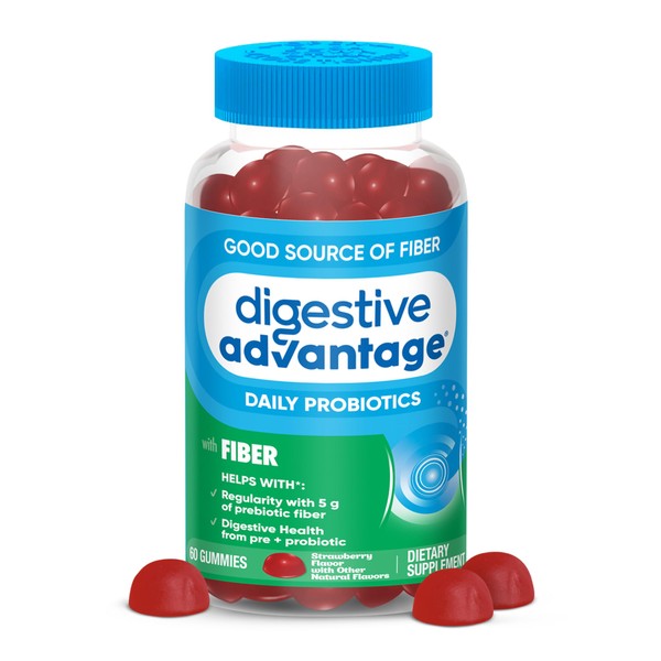 Digestive Advantage Prebiotic Fiber Gummies + Probiotics for Gut Health,