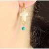 The Sacred Sparkle Mother of Pearl Shell Cross Earrings Turquoise