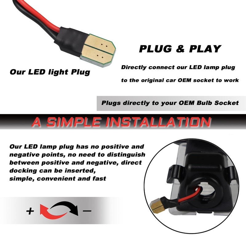 KEEGTBOX Full LED License Plate Light Tag Lamp Assembly Compatible