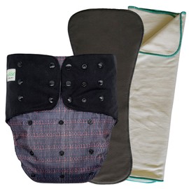 EcoAble Adult Cloth Diaper Cover 2.0 with Insert and Prefold, Reusable Incontinence Briefs | Protective Underwear for Special Needs Teens, Men and Women (Large, Coder)