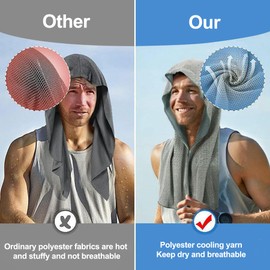 Cooling Hooded Towel - Quick-Dry UPF50+ Sun Protection Sweat-Absorbing Cooling Head Towel Breathable for Gym Camping Sports & Outdoor