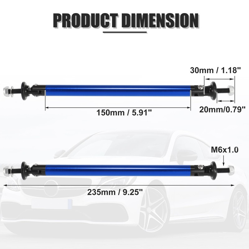 MACHSWON 2pcs Front Rear Bumper Lip Splitter Strut Rod Adjustable