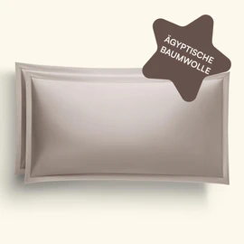 Amqua Egyptian Cotton Cushion Cover 40 x 80 cm Set of 2 Mako Satin Soft Like Silk in Beige/Taupe