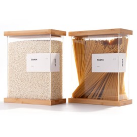APT 1101 Bamboo Food Dispenser | Kitchen Organizers and Storage | Airtight Pantry Organizers and Storage Container | Cereal, Rice, Flour, Snack Storage (2, Large)