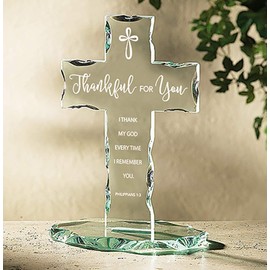 Autom Glass Thankful for You Standing Cross, 7 1/8 Inch