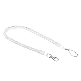 PATIKIL Retractable Coil Spring Keychain Lobster Clasp with Key Ring 460mm, 1 Pack Plastic Spiral Stretchy Cord Strap Snap Hook, Clear