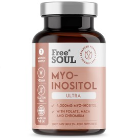 Free Soul Myo-Inositol Ultra Supplement – 4,000mg Myo-Inositol, 200ug Folate, 100ug Chromium Plus 10,000mg Maca for Women | Supplements for Women | Vegan & Gluten-Free | 360 Tablets