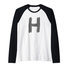Creative Bold Dark Grey Letter H - Alphabet - Marker Design Raglan Baseball Tee