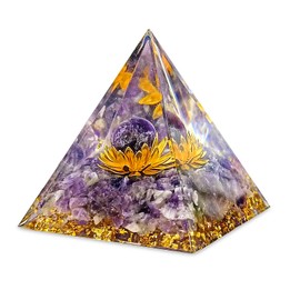 Orgonite Pyramid, 6 cm Large Crystal Pyramid, Resin Pyramid Meditation, Healing Stones Pyramid Positive Energy for Spiritual Reiki Protection Christmas Gift Esoteric Gifts (A)