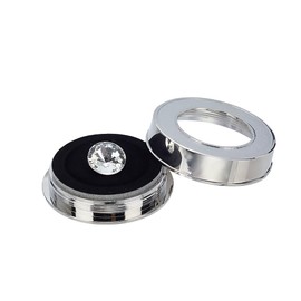 arricraft Alloy Loose Diamnond Gemstone Display Boxes, Platinum Flat Round Glass Top Jewelry Display Cases with Sponge Inside for Gems Jewelry Displaying 2.2x0.57inch