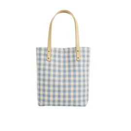 Jeelow Plaid Canvas Shoulder Bag for Women with Snap Closure, Medium Tote Purse, PU Leather Handles (Blue Plaid)